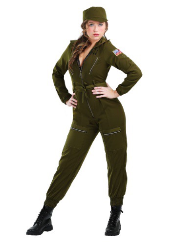 Plus Size Army Flightsuit Women&#39;s Costume