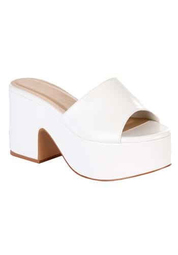 Women&#39;s White Mule Disco Sandal Shoes