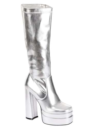 Women&#39;s Deluxe Silver Gogo Boots