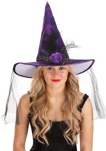 Adult Elegant Purple Witch Costume Hat