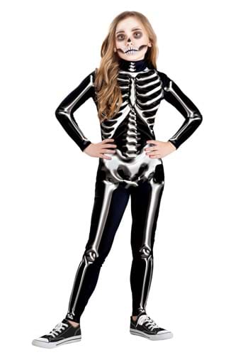 Kid&#39;s Metallic Silver Skeleton Costume