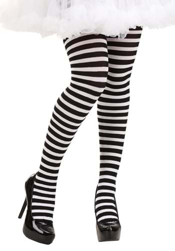 Women&#39;s Black/White Striped Tights