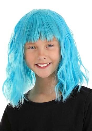 Girl&#39;s Sky Blue Wavy Wig