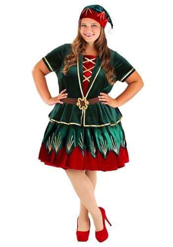 Plus Size Deluxe Holiday Elf Costume for Women