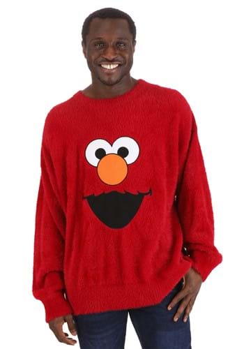 Adult Sesame Streets Fuzzy Elmo Oversized Sweater