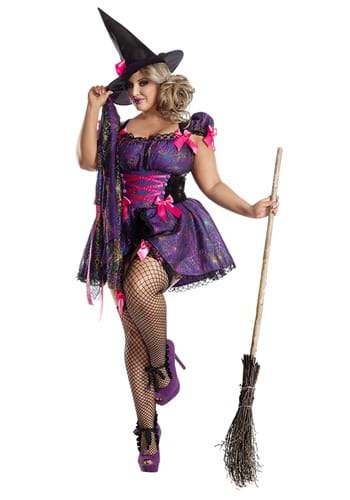 Plus Size Purple Web Witch Costume for Women