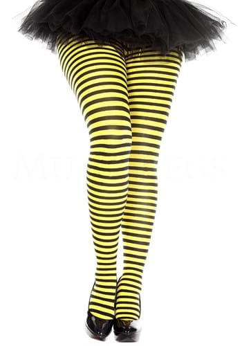 Women&#39;s Plus Size Black and Yellow Striped Tights