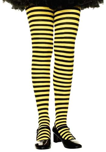 Girl&#39;s Yellow and Black Striped Tights
