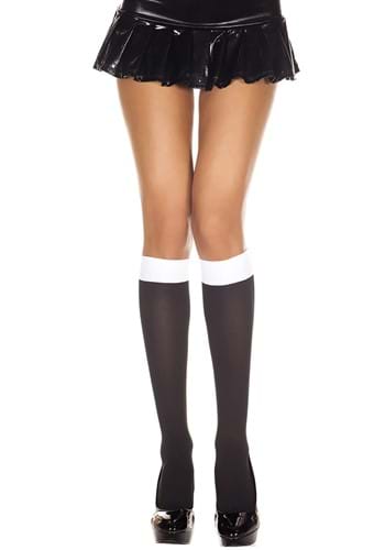 Women&#39;s Two Tone Black/White Opaque Knee High Stockings