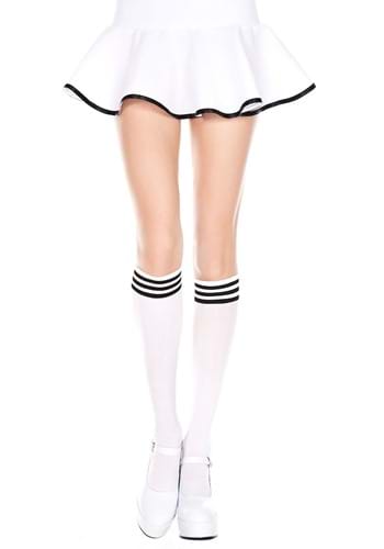 Women&#39;s Athletic White and Black Knee High Stockings