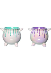 Set of 2 Iridescent Drip Ceramic Cauldron Containers
