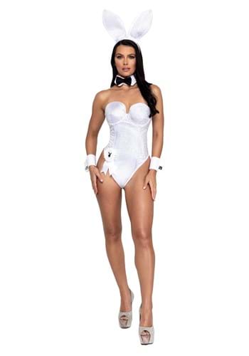 Playboy Women&#39;s White and Silver Rhinestone Bunny Costume