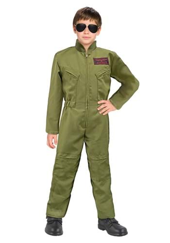 Boy&#39;s Green Fighter Pilot Jumpsuit Costume