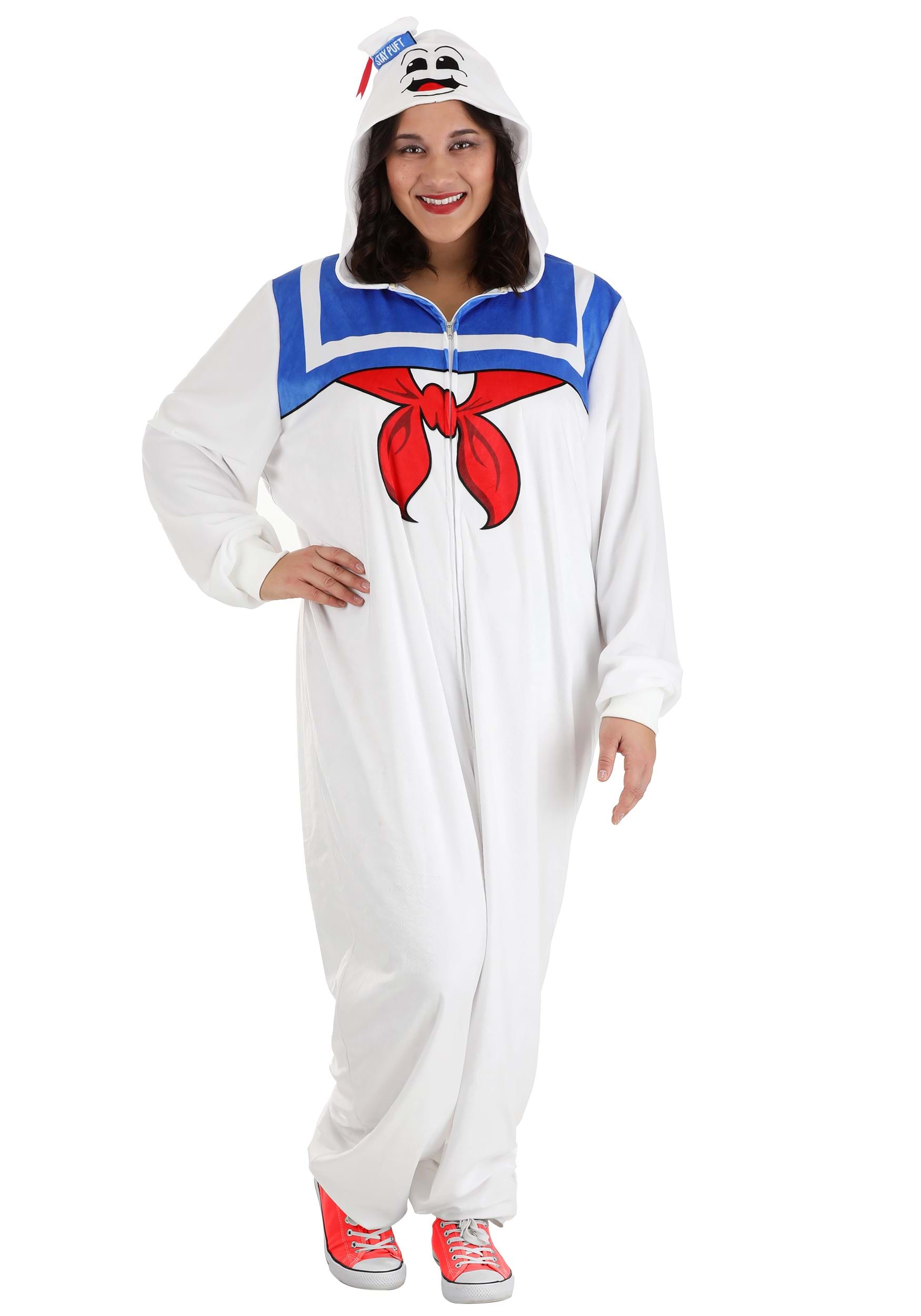 Plus Size Stay Puft Marshmallow Man Adult Costume Onesie | Ghostbusters Costumes