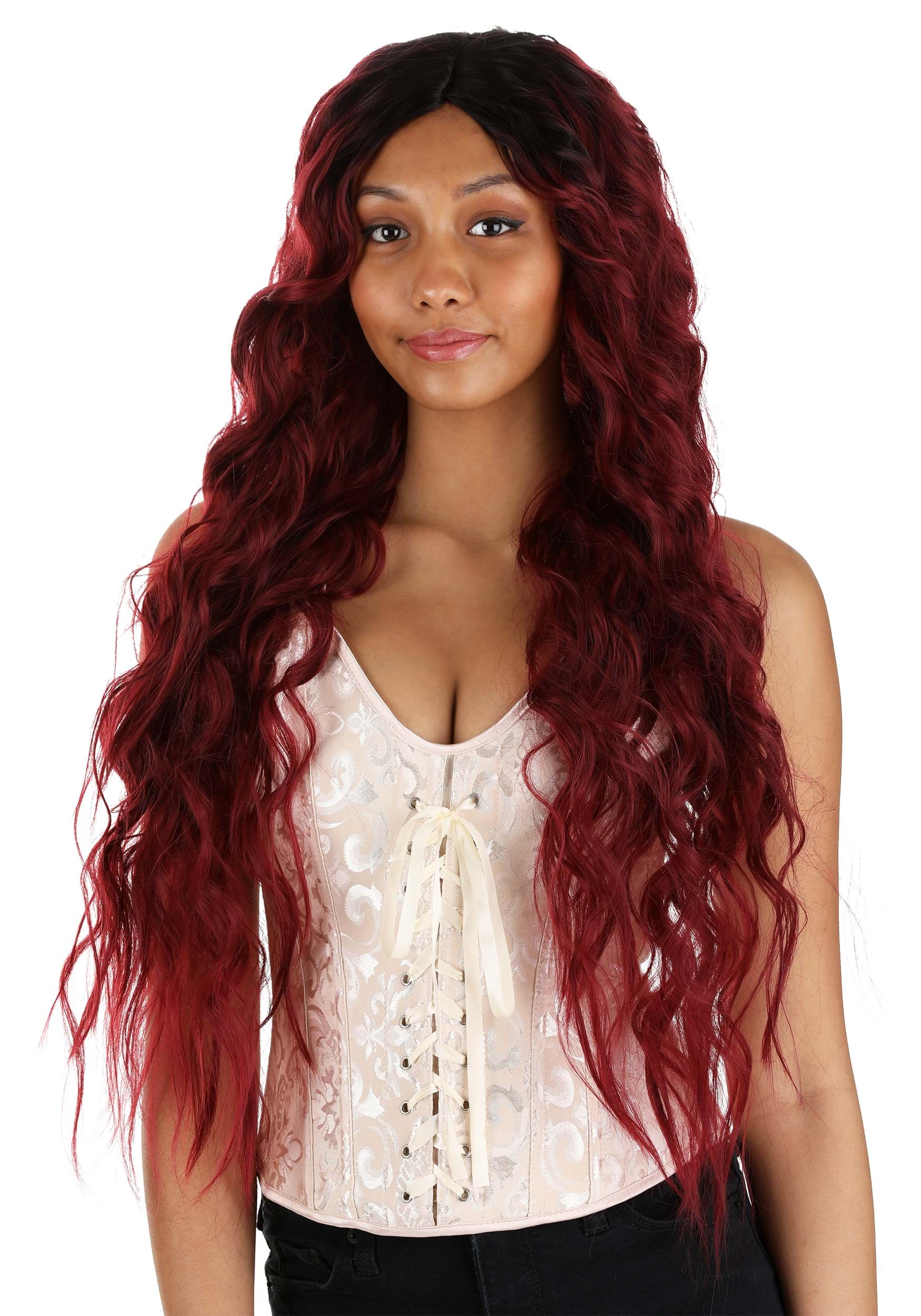 Red and Black Long Wavy Women's Costume Wig | Long Wigs