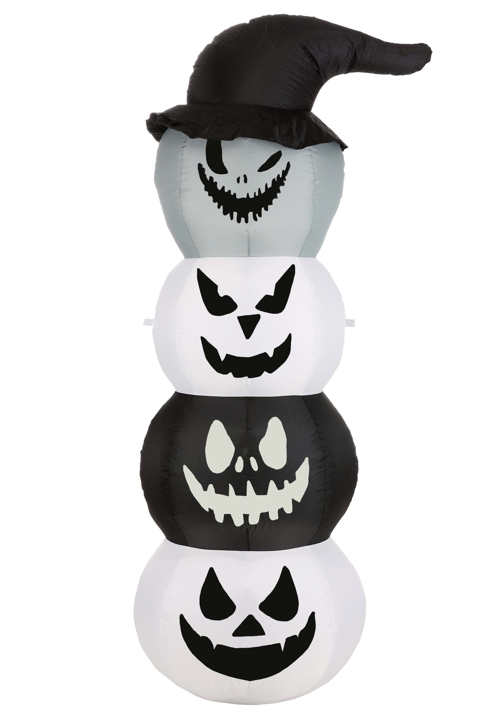 5FT White & Black Stacked Jack O Lantern Inflatable Halloween Prop | Inflatable Decorations