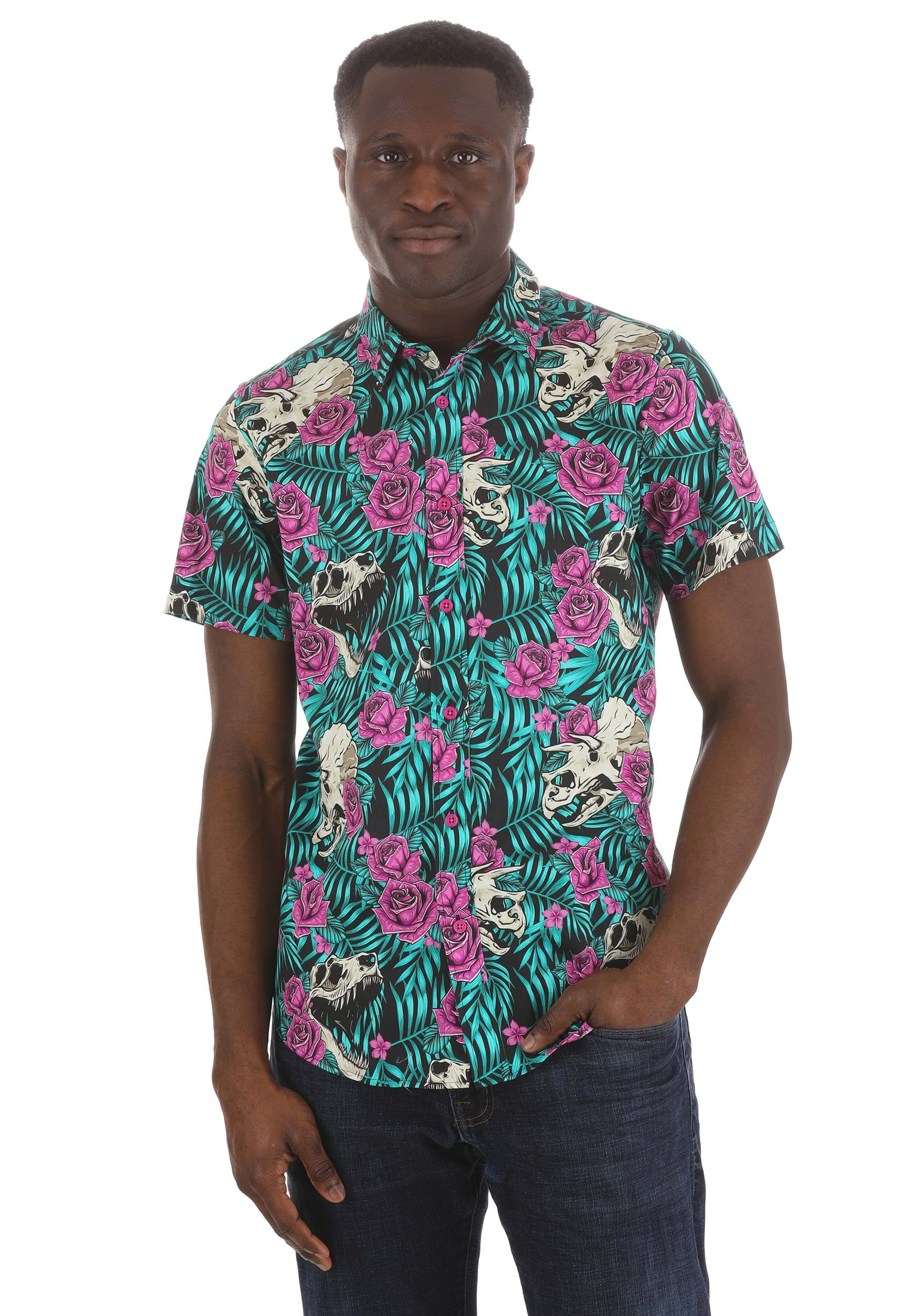 Dinosaur Bones Button Up Shirt for Adults