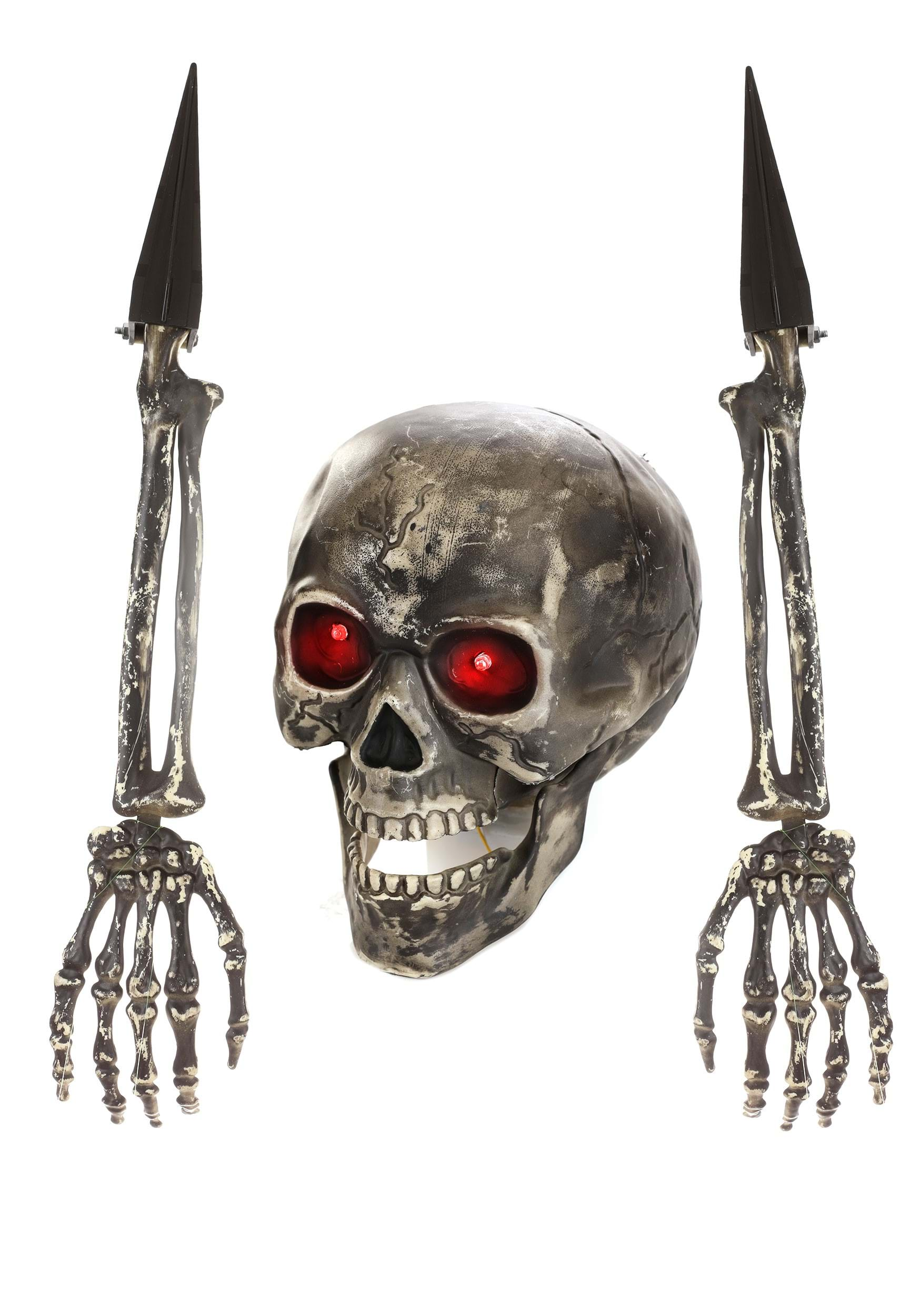 Light Up Skull & Pair of Hand Stakes Prop Decoration | Skeleton Decorations