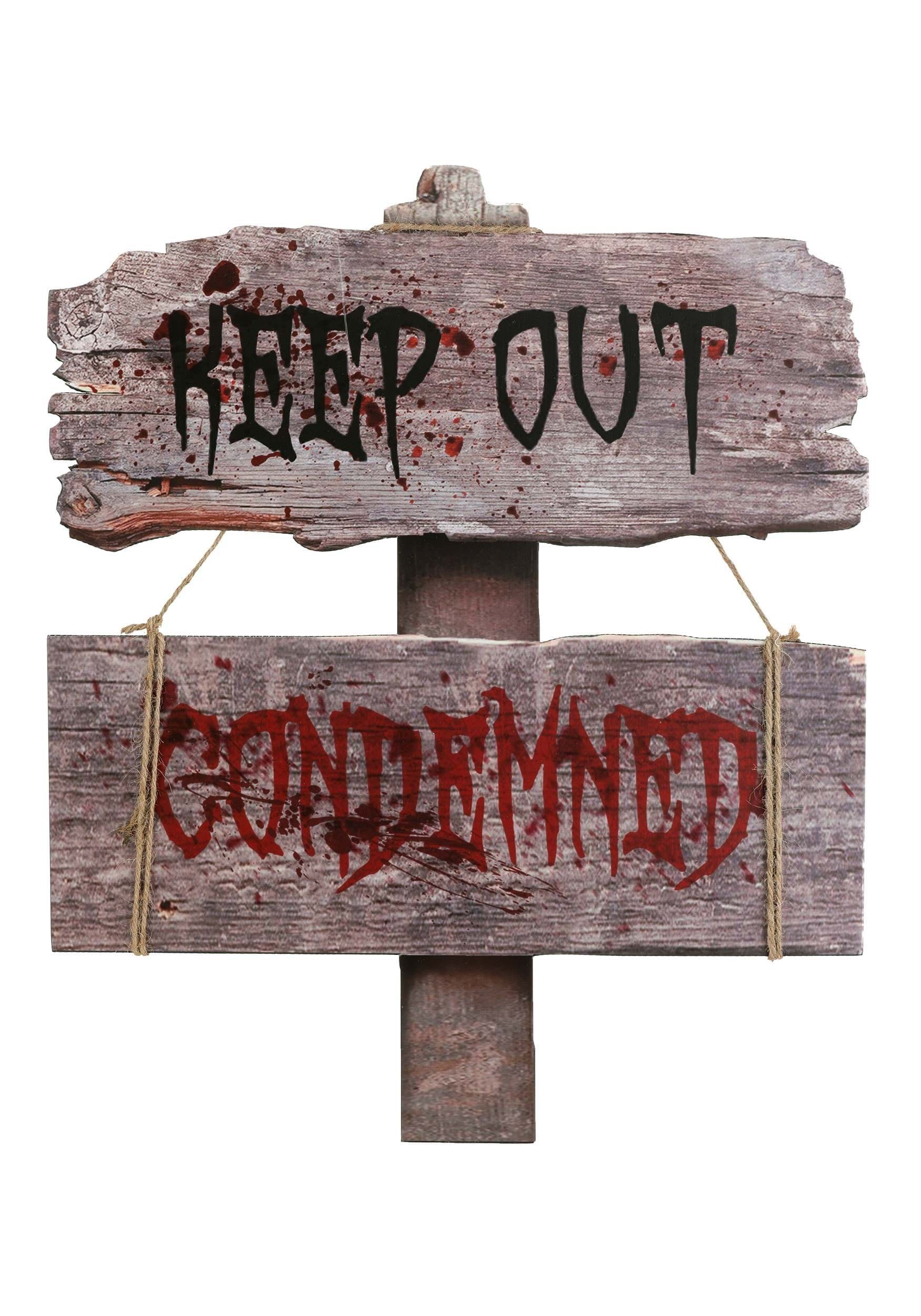 28-Inch Condemned Sign Prop Decoration | Halloween Signs