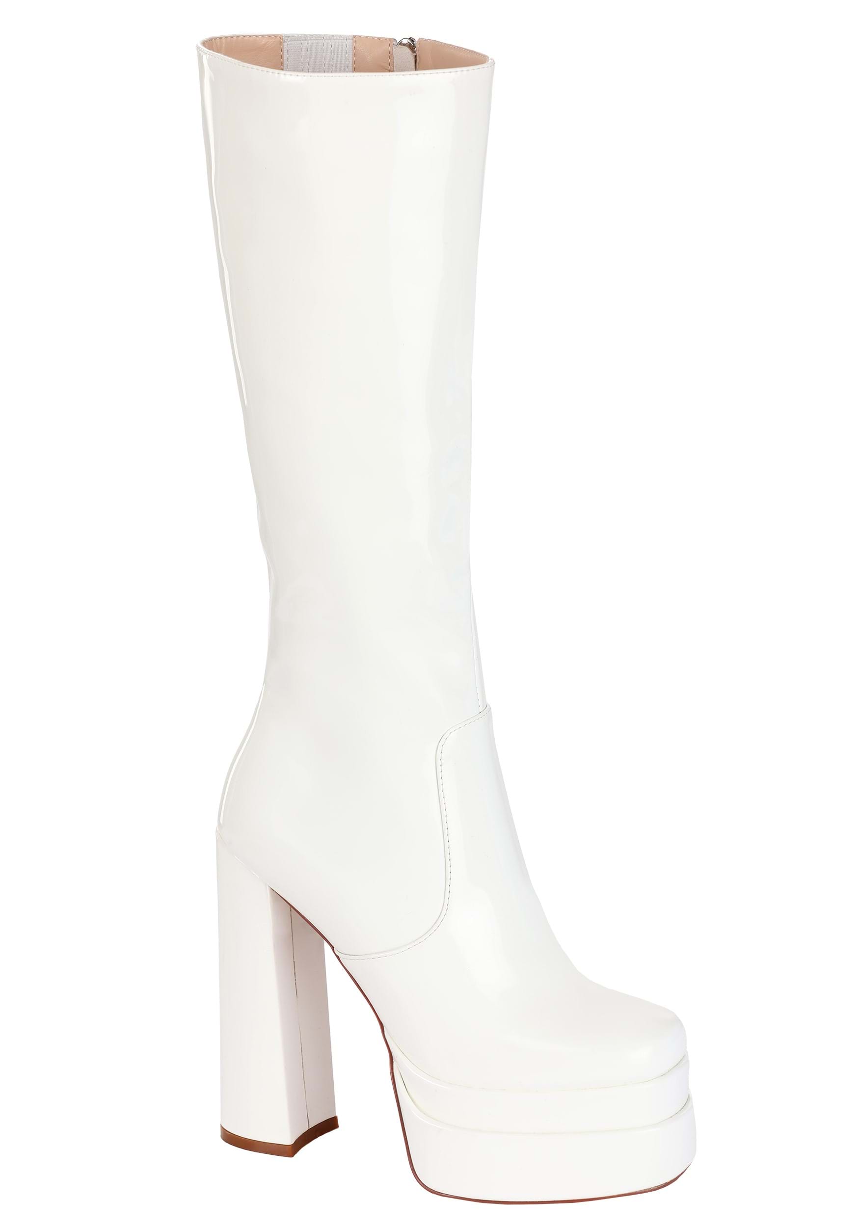White Patent Platform Adult Gogo Boots