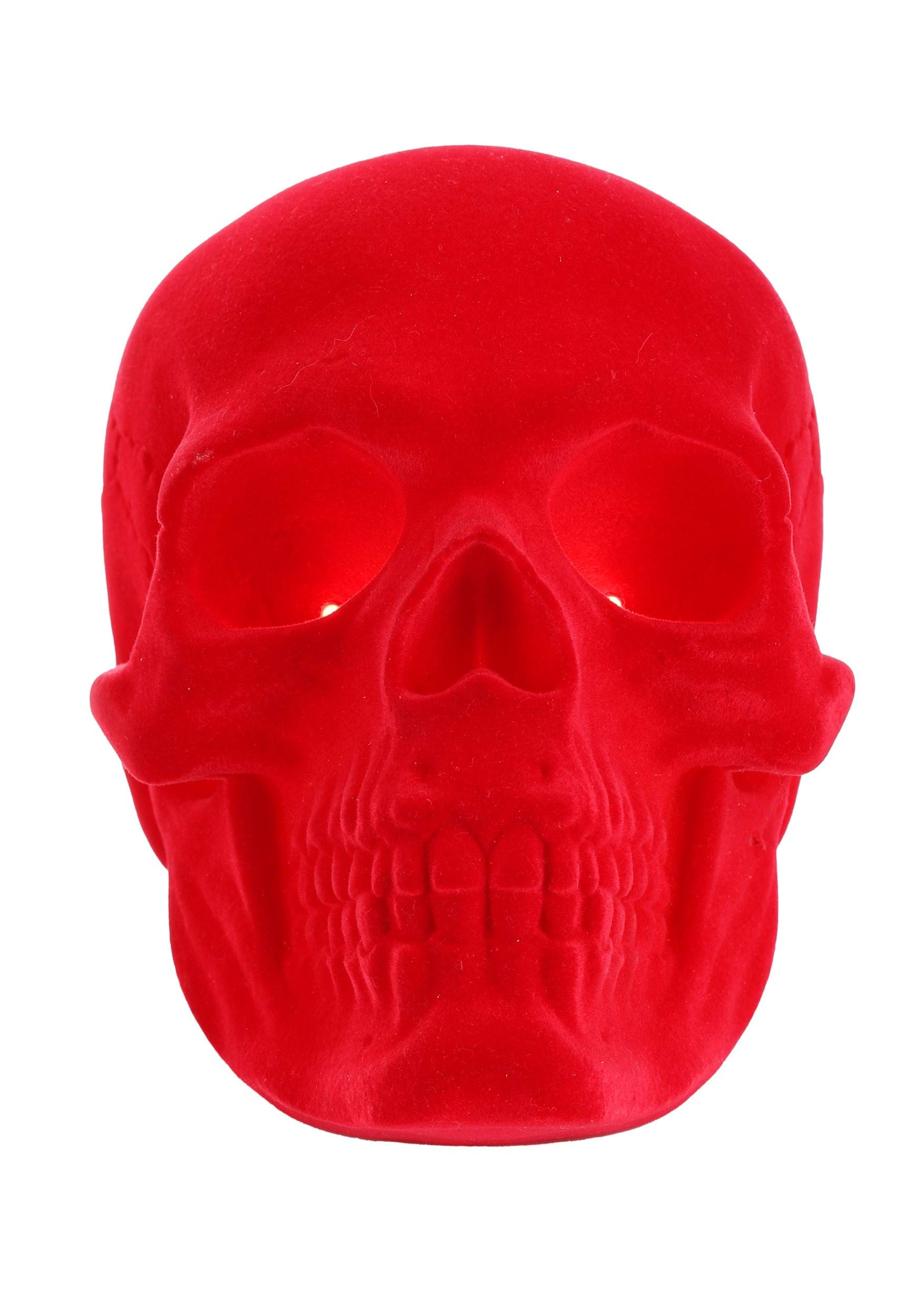 7-Inch Light Up Flocked Velvet Skull Prop Decoration | Table Decorations