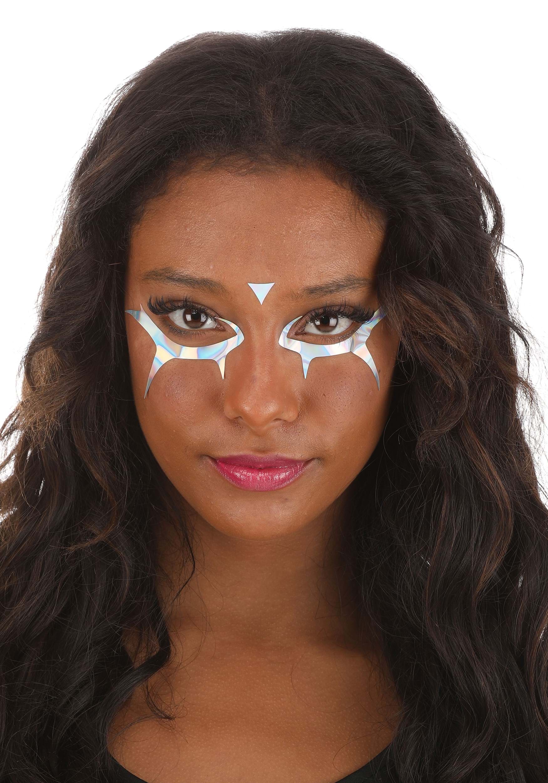 Death Stare Rainbow Chrome Holographic Face Decals | Costume Makeup