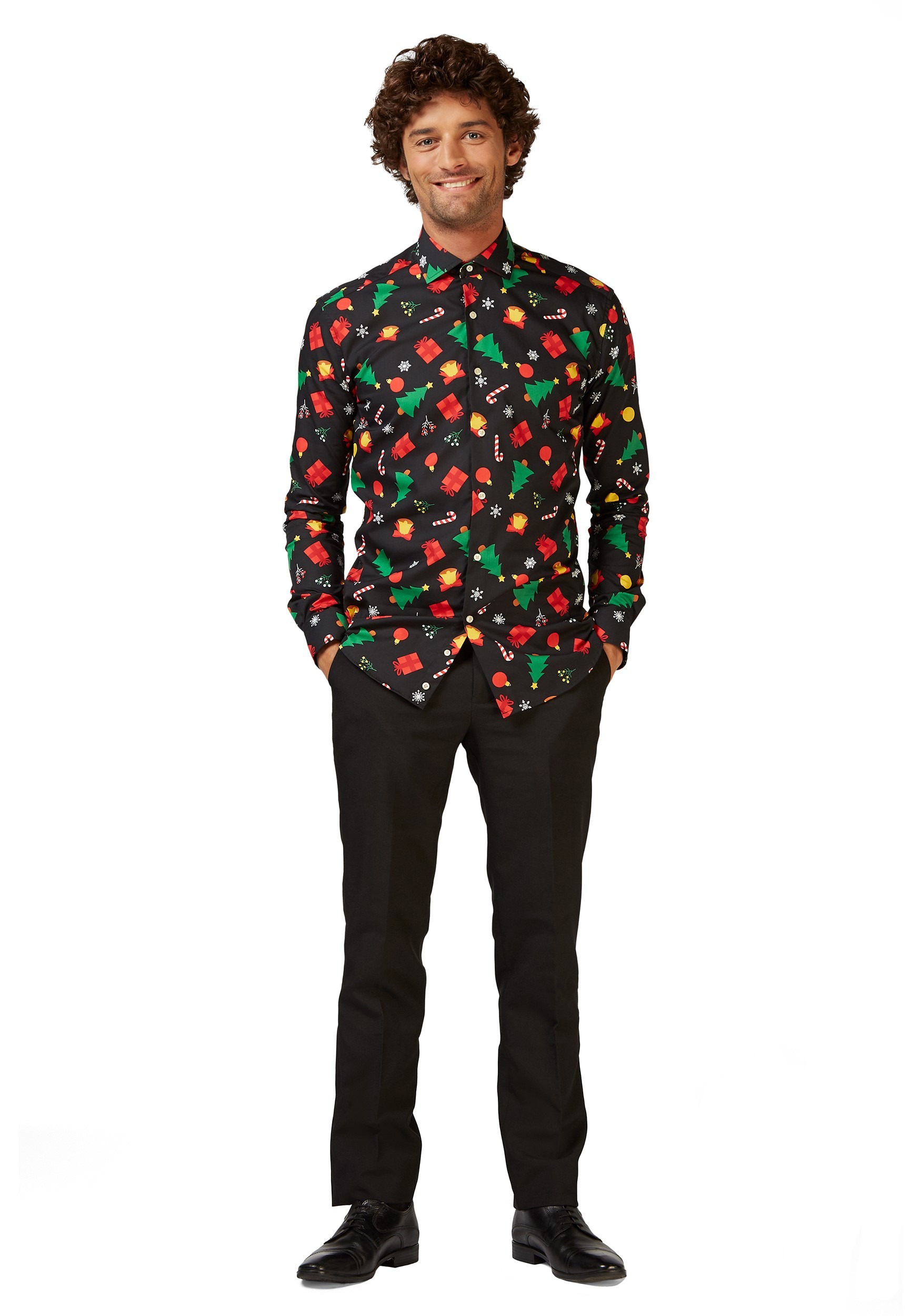 Christmas Icons Button Up Adult Shirt | Opposuit Apparel