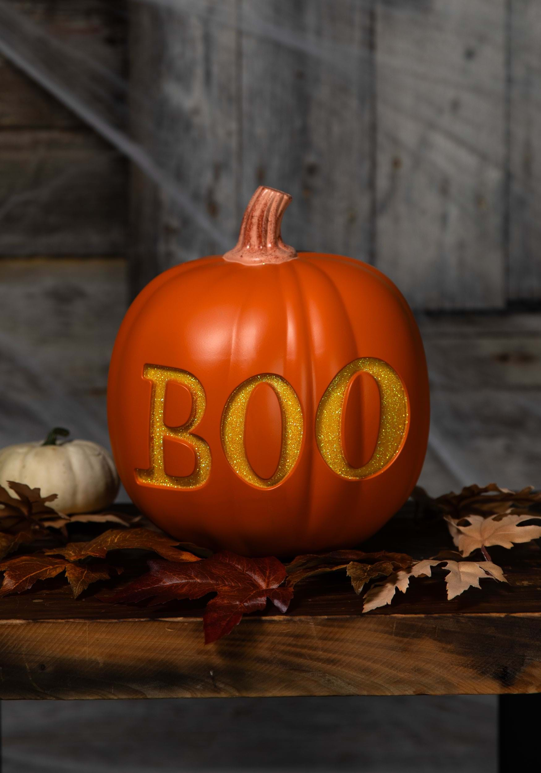 9.75 Light Up 'BOO' Pumpkin Halloween Prop | Pumpkin Décor