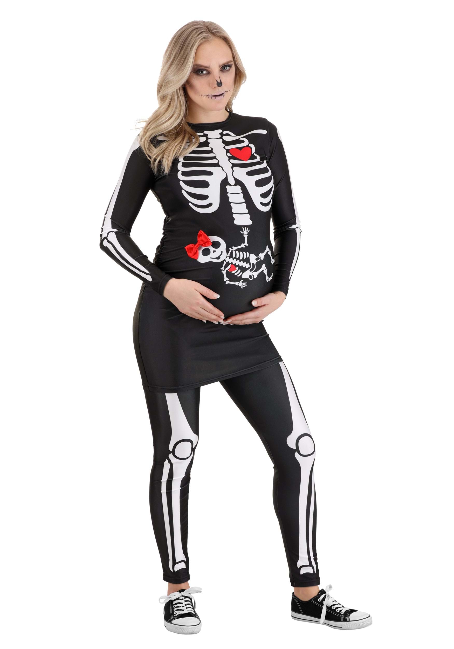 Women's Pregnant Skeleton Maternity Costume | Made by Us Costumes