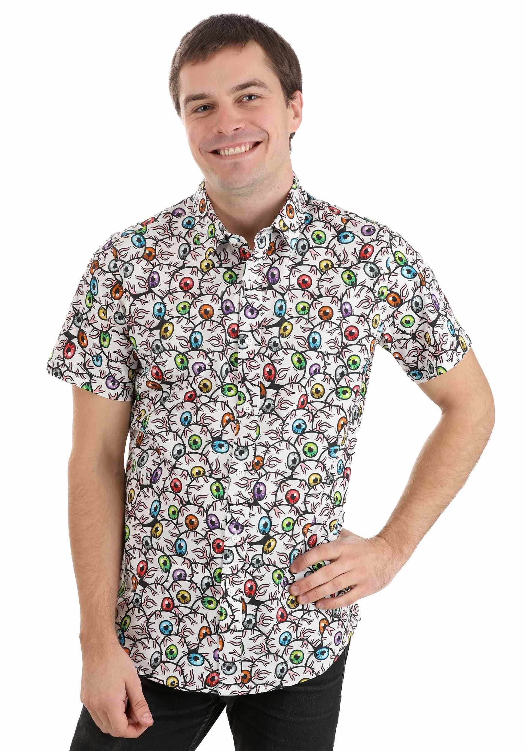 All the Eyeballs Button-Up Shirt for Adults | Halloween Shirts