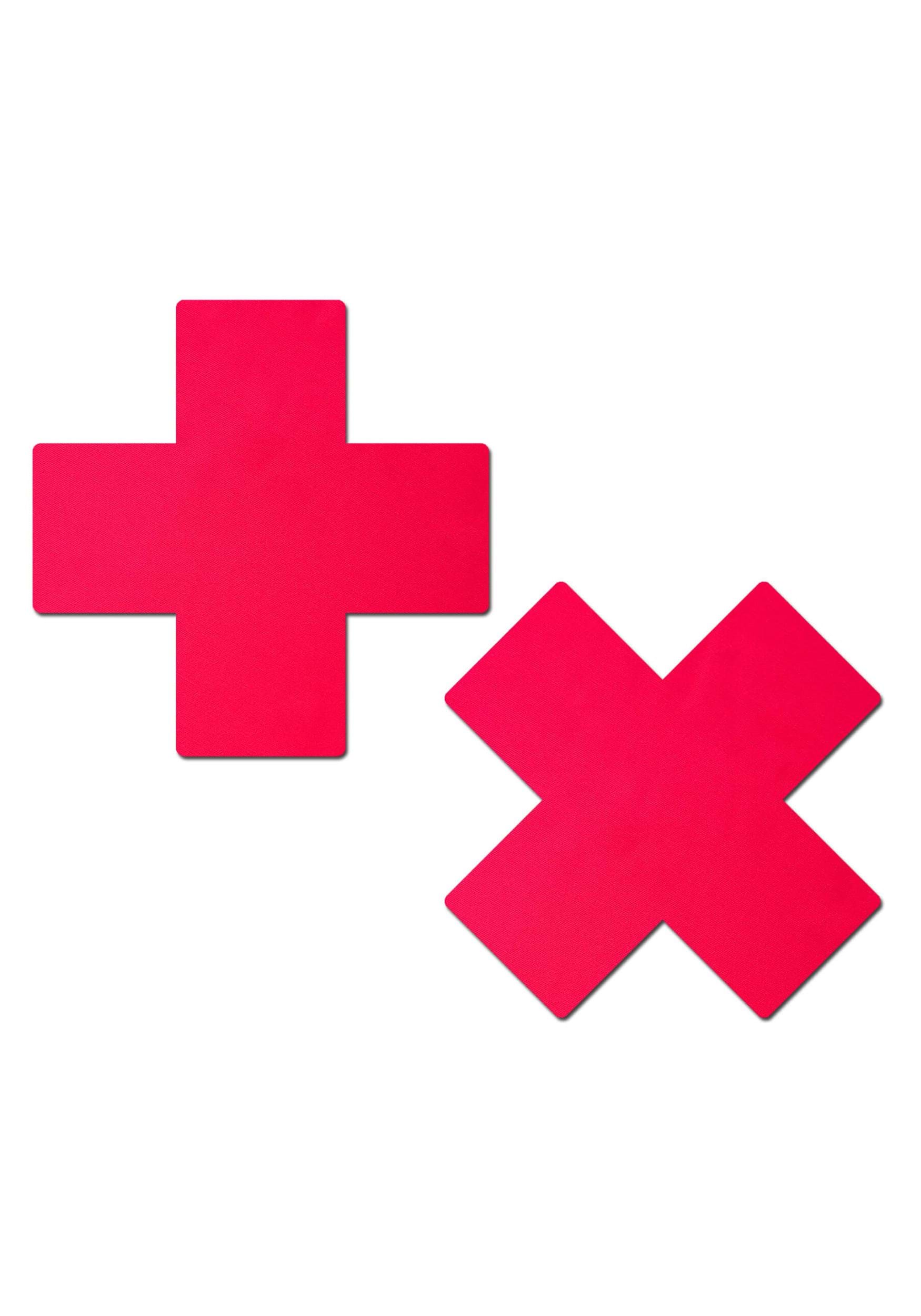 Pastease Neon Red Plus X Cross Pasties | Costume Accessories