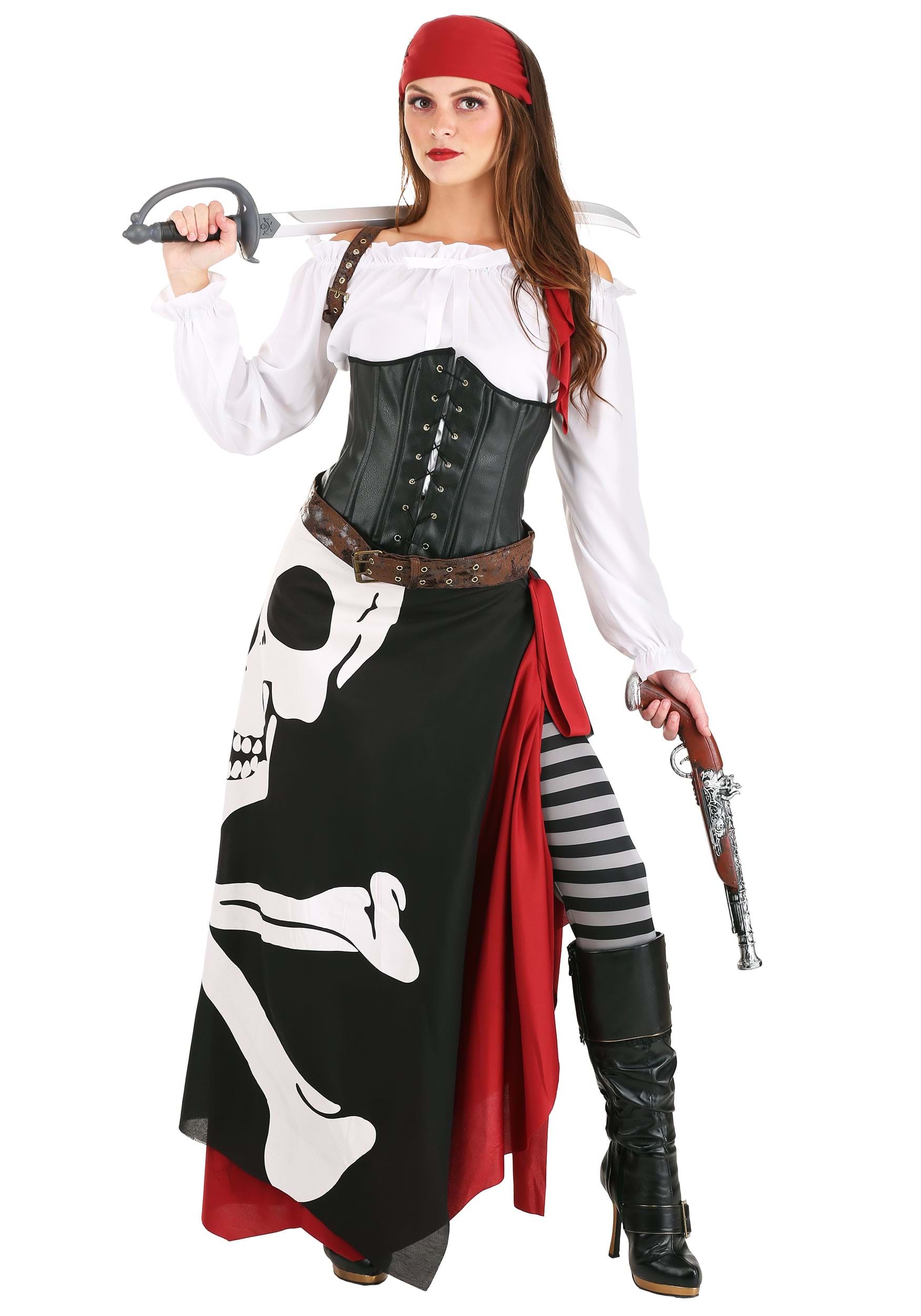Women's Skeleton Flag Rogue Pirate Halloween Costume