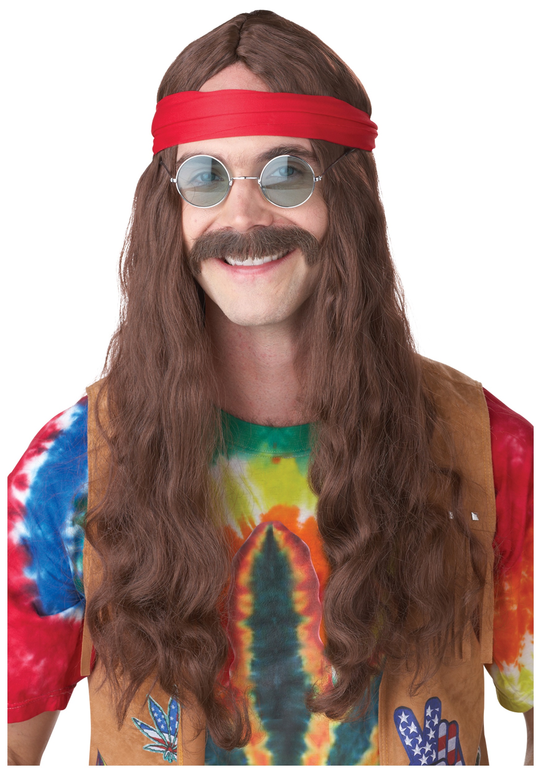 Hippie Man Wig and Mustache