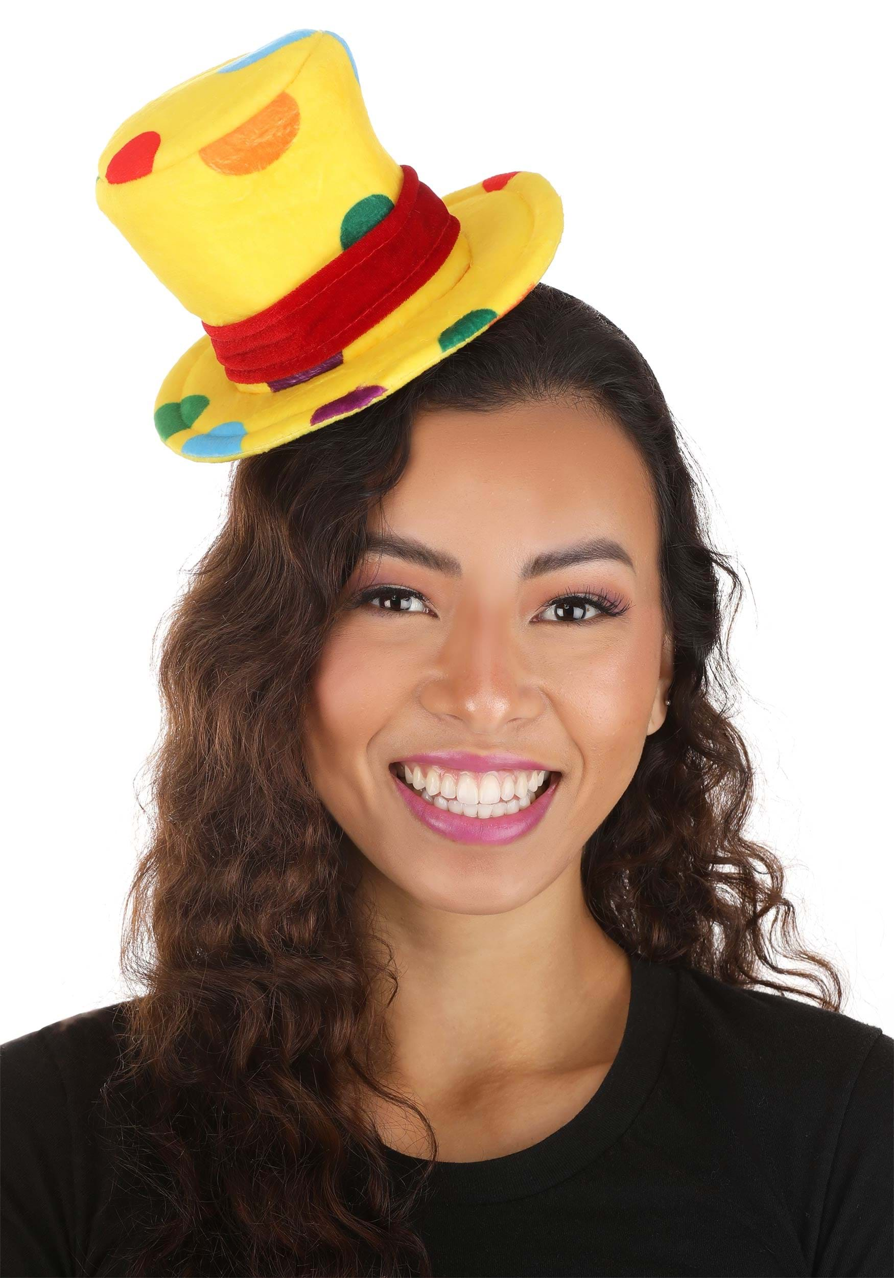 Mini Yellow Clown Adult Top Hat | Clown Accessories