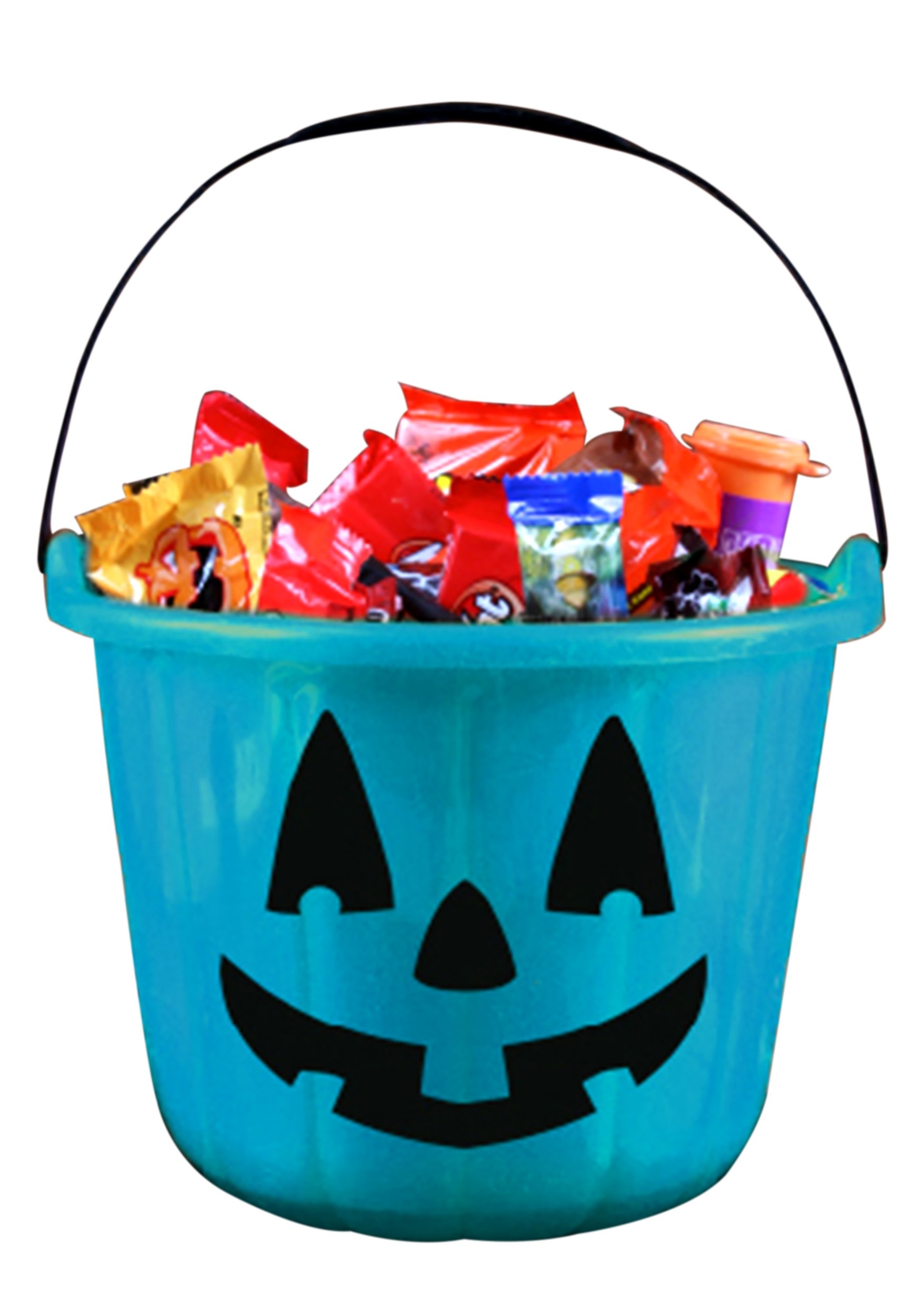 Teal Trick and Treat Pumpkin Bucket