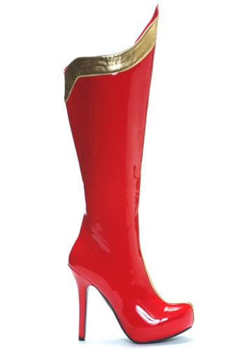 Women&#39;s Sexy Red and Gold Superhero Boots