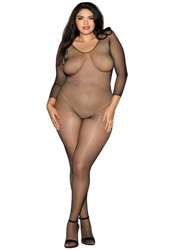 Plus Size Black Fishnet Lingerie Body Stockings for Women