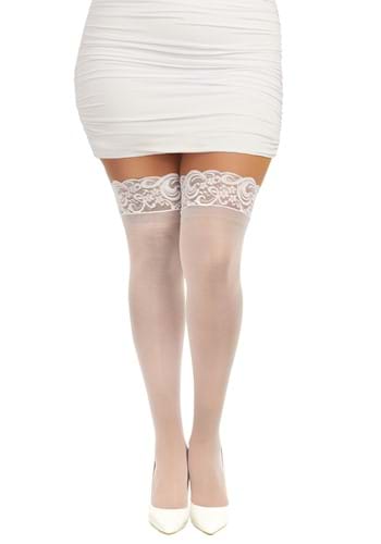 Women&#39;s Plus Size White Anti-Slip Thigh High Stockings