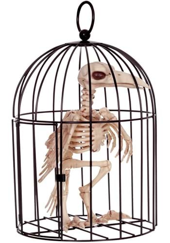 9.5&quot; Skeleton Raven in Cage Prop