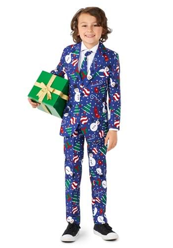 Boy&#39;s Suitmeister Christmas Snowman Blue Suit