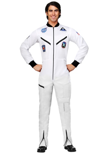 Plus Size White Astronaut Jumpsuit Costume for Adults