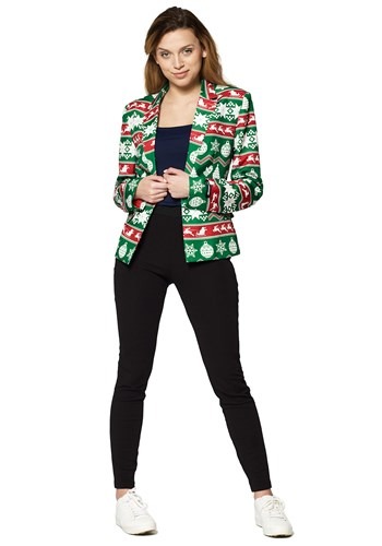 Women&#39;s Suitmeister Christmas Green Nordic Blazer