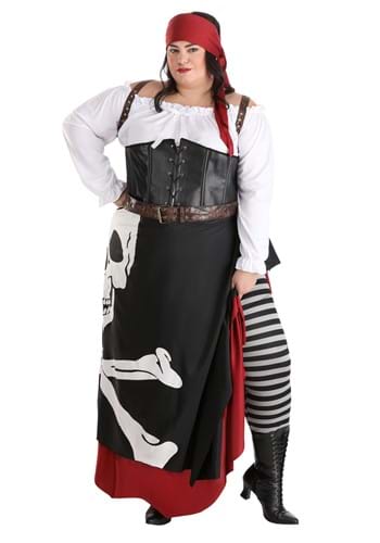 Plus Size Women&#39;s Skeleton Flag Rogue Pirate Costume