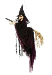 Flying Witch on Broom with Lights & Voice Prop