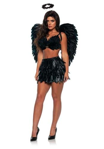 Women&#39;s Sexy Dark Angel Feather Skirt and Top Costume