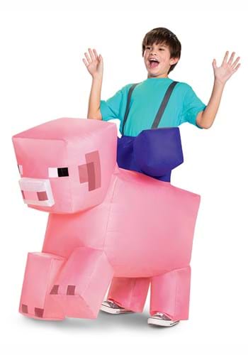 Minecraft Kid&#39;s Ride-On Inflatable Pig Costume