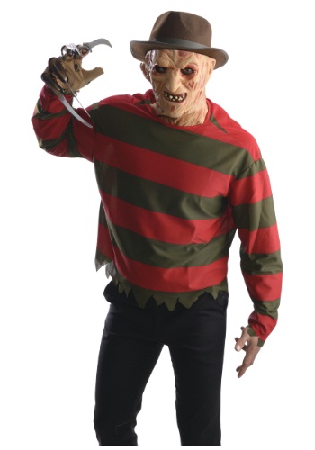 Adult Freddy Krueger Costume Shirt with Mask