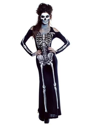 Women&#39;s Bone Appetit Skeleton Long Dress Costume