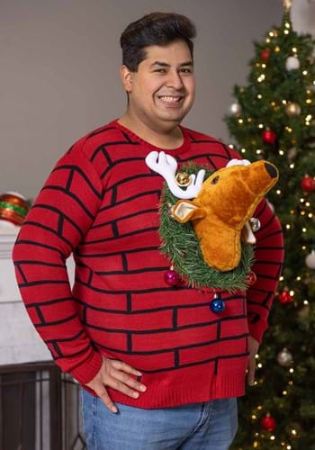 Adult Reindeer Head Ugly Christmas Sweater
