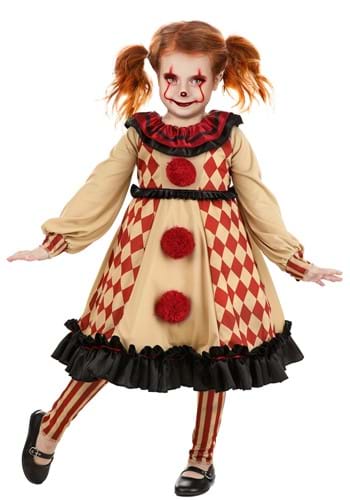 Girl&#39;s Toddler Little Creepy Clown Costume